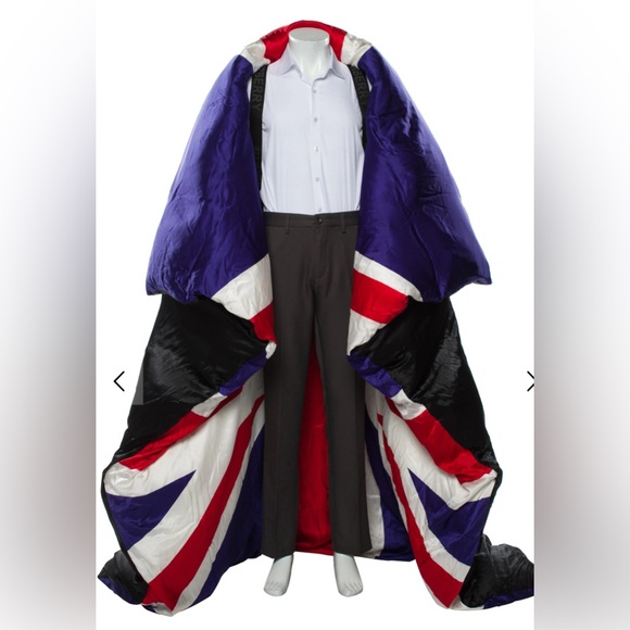 Burberry Union Jack silk & down cape some stains on flag side see pics - Picture 1 of 16